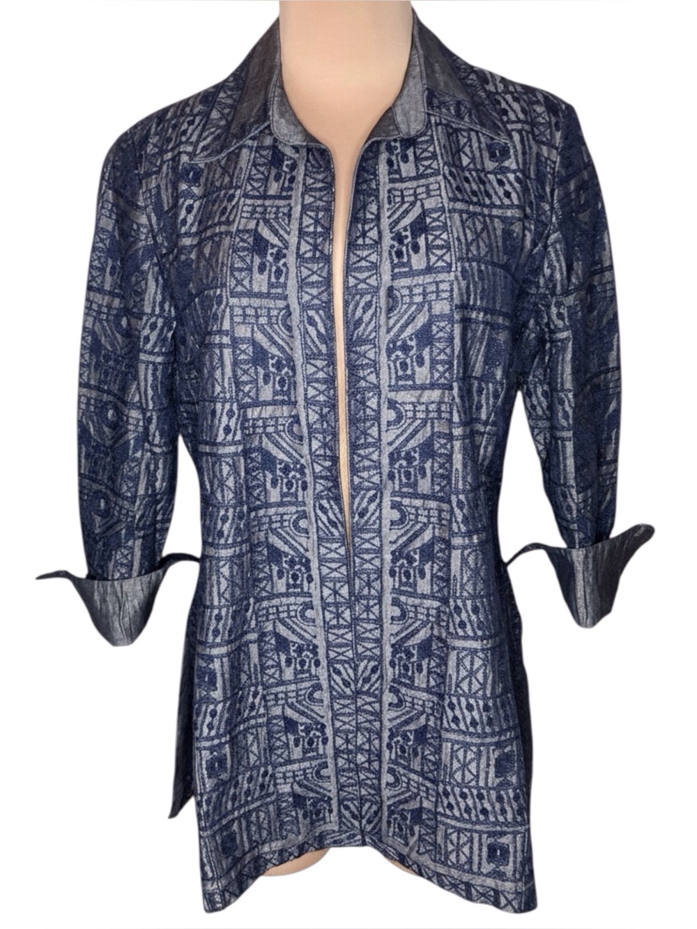Linda Allard Ellen Tracy | Vintage Embroidered Open Front Jacket S
